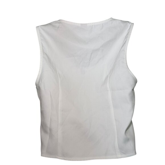 Musera White Button Front Vest Medium NWT Minimalist Tailored Waistcoat - Picture 6 of 6